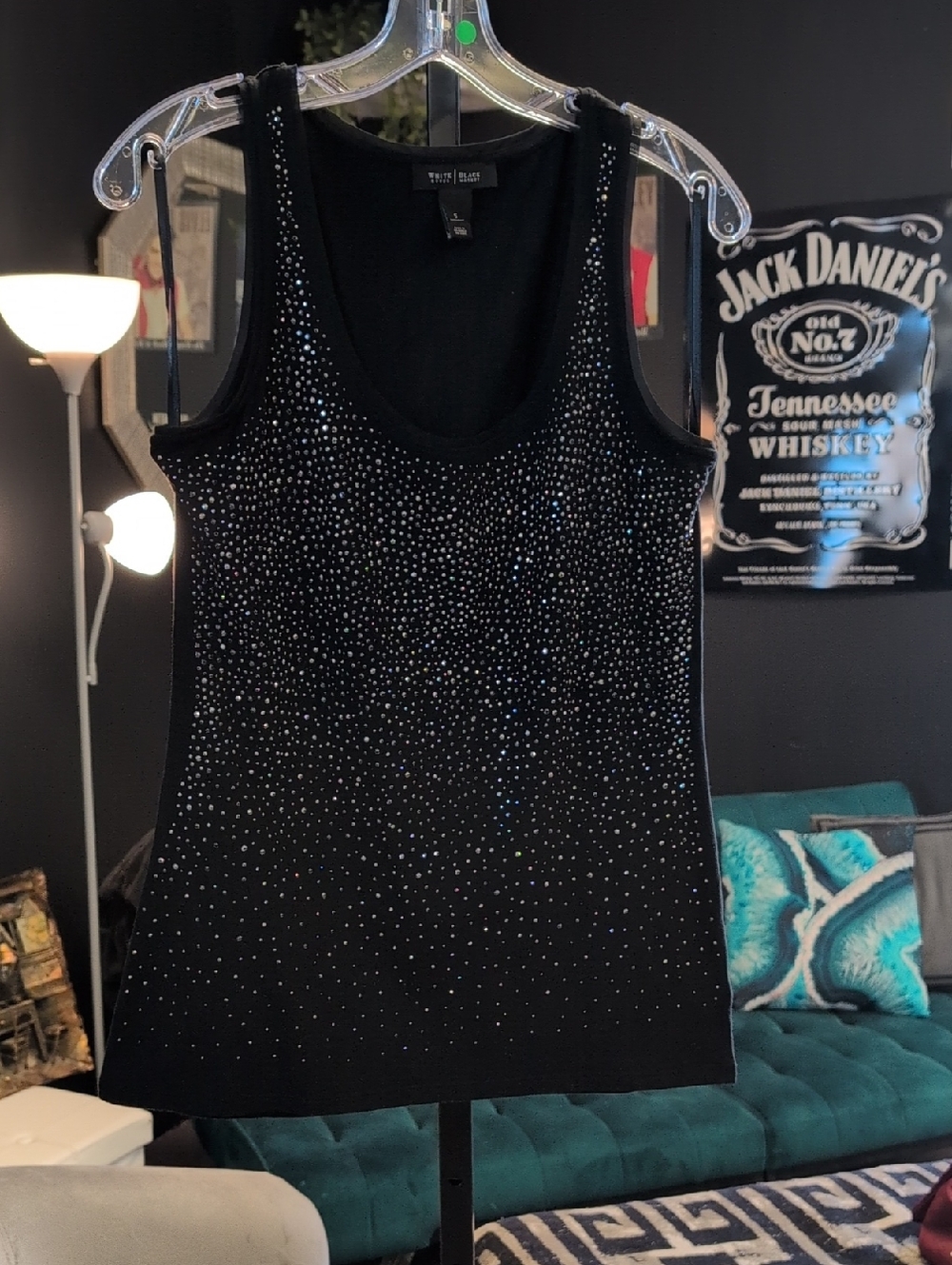 White House Black Market Black Crystal-Embellished Tank